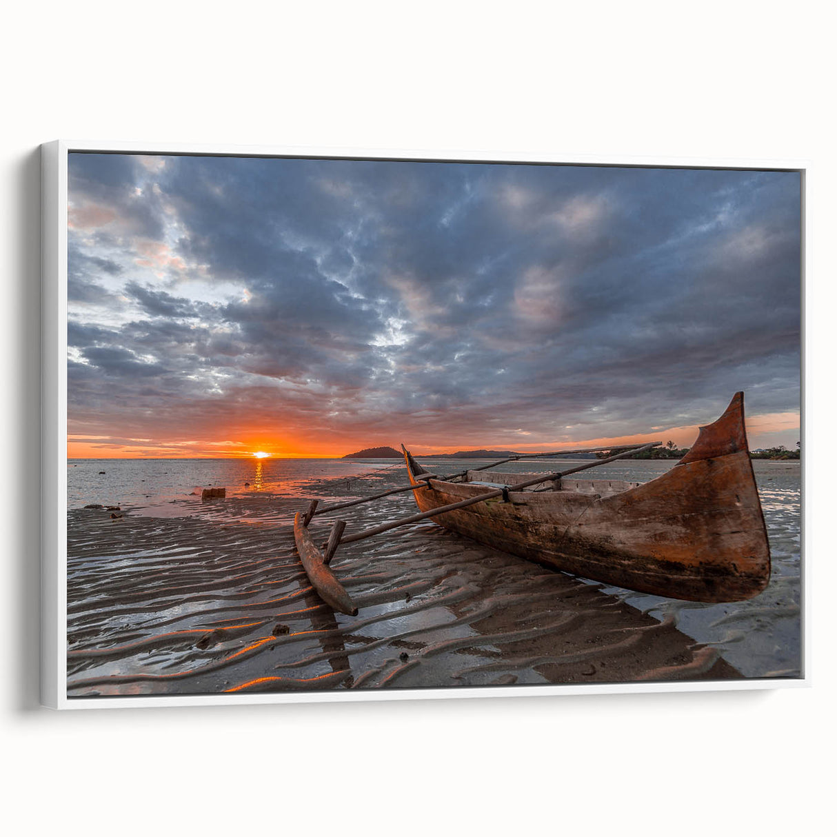 Framed canvas depicting a vintage-style Madagascar landscape in black and white, ideal for bedroom wall art.
