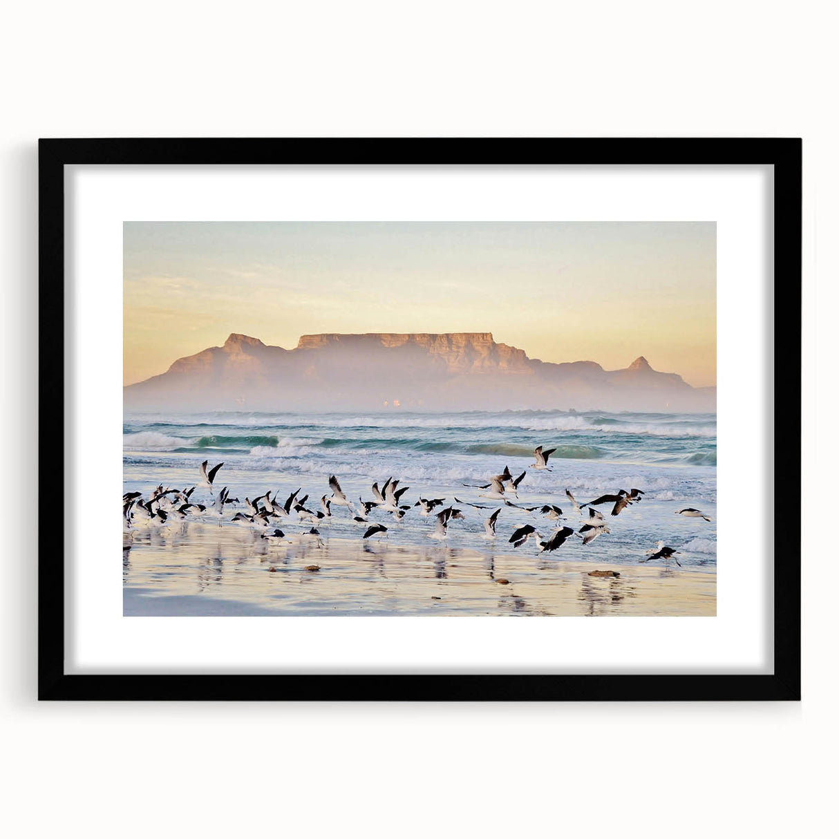 Extra large framed abstract art print depicting a colorful, textured South African landscape, ideal for living room decor.