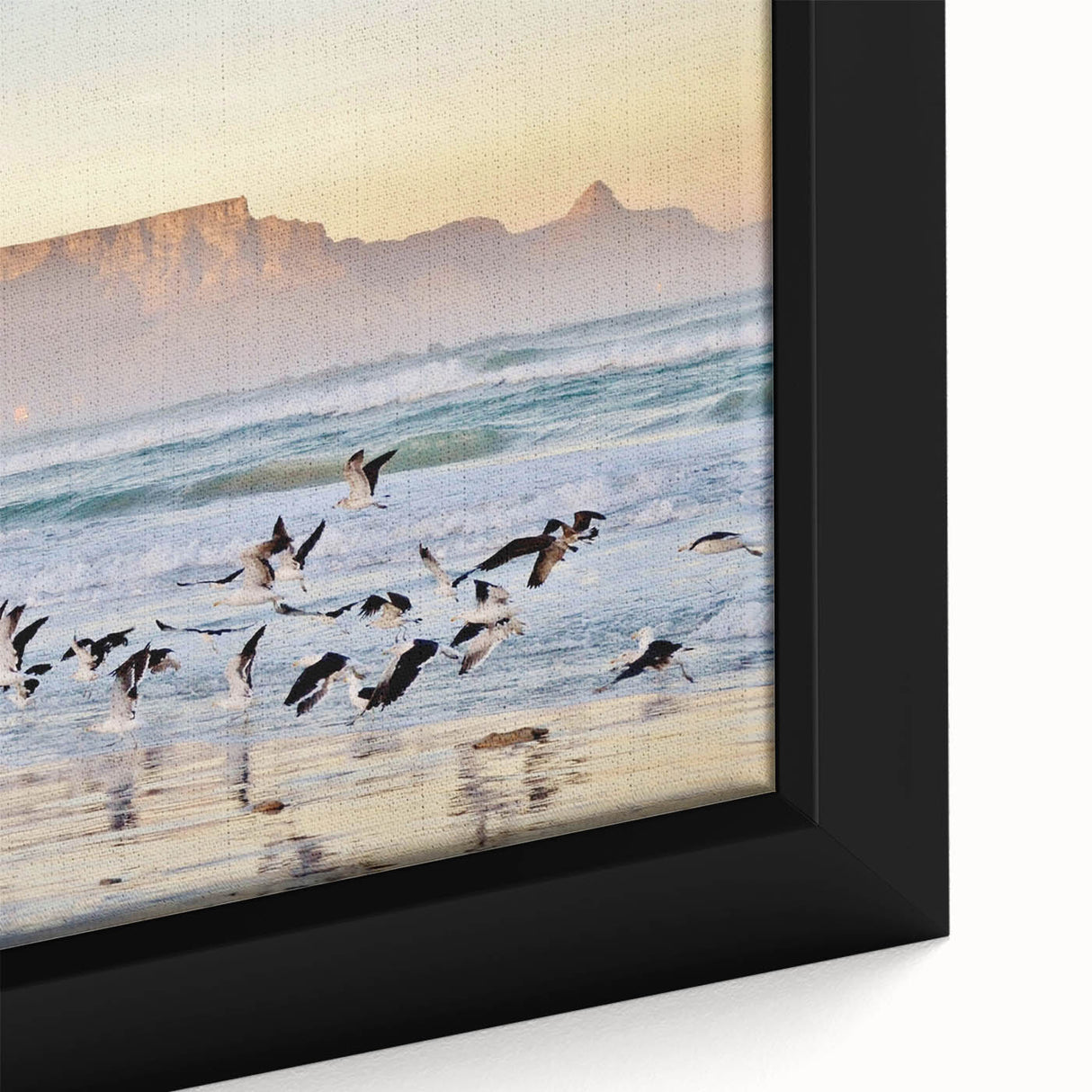 Extra large framed canvas featuring a textured depiction of a South African landscape in vibrant colors.