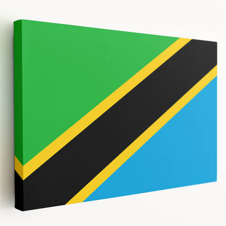 Large stretched canvas depicting a serene Tanzanian landscape in earthy tones, suitable for kitchen wall art.