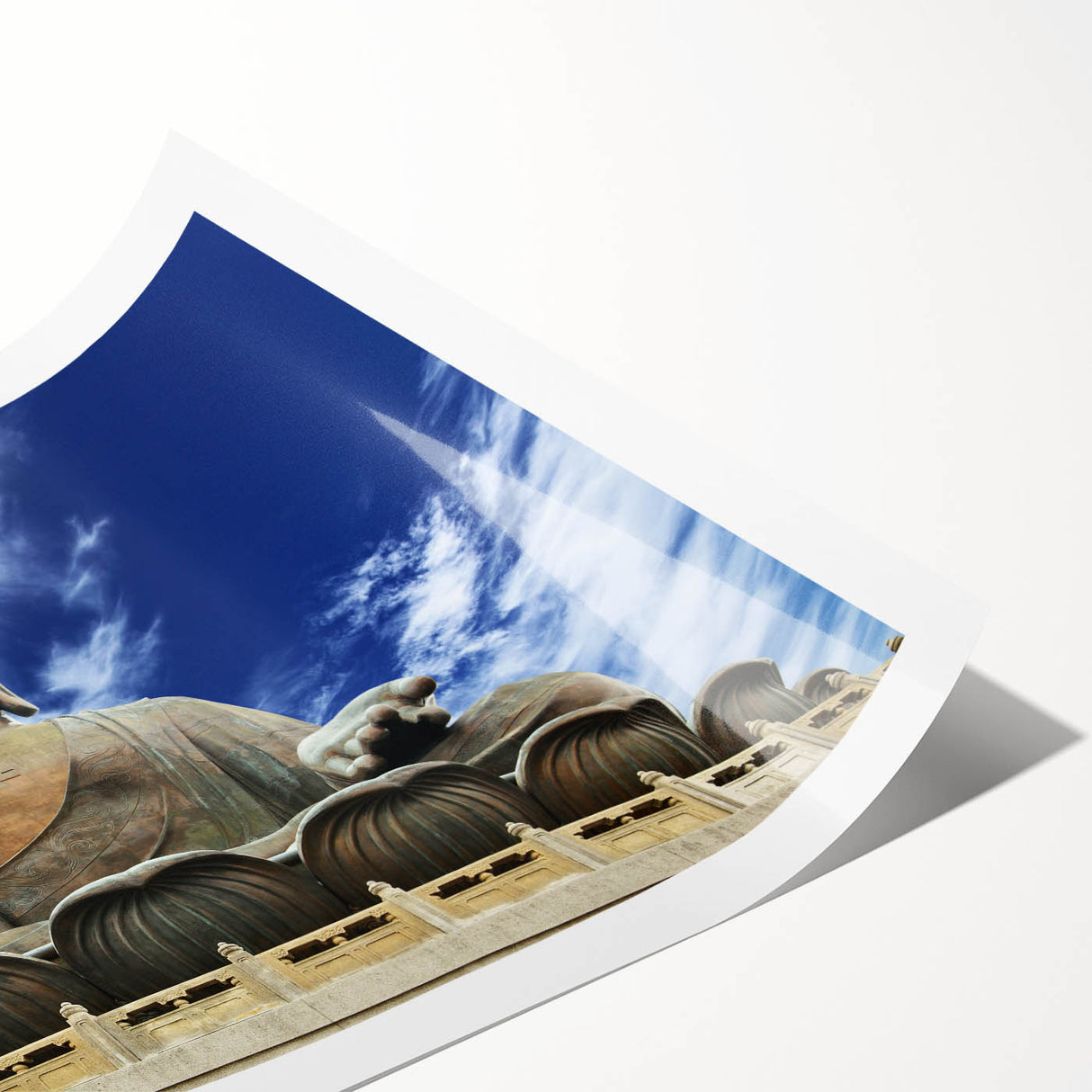 Extra large wall art featuring line art flowers over a Hong Kong scenery, in muted earth tones.