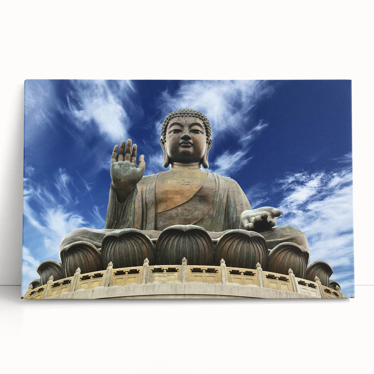 Hong Kong cityscape in black and white on stretched canvas, ideal for kitchen wall art or bedroom decor.