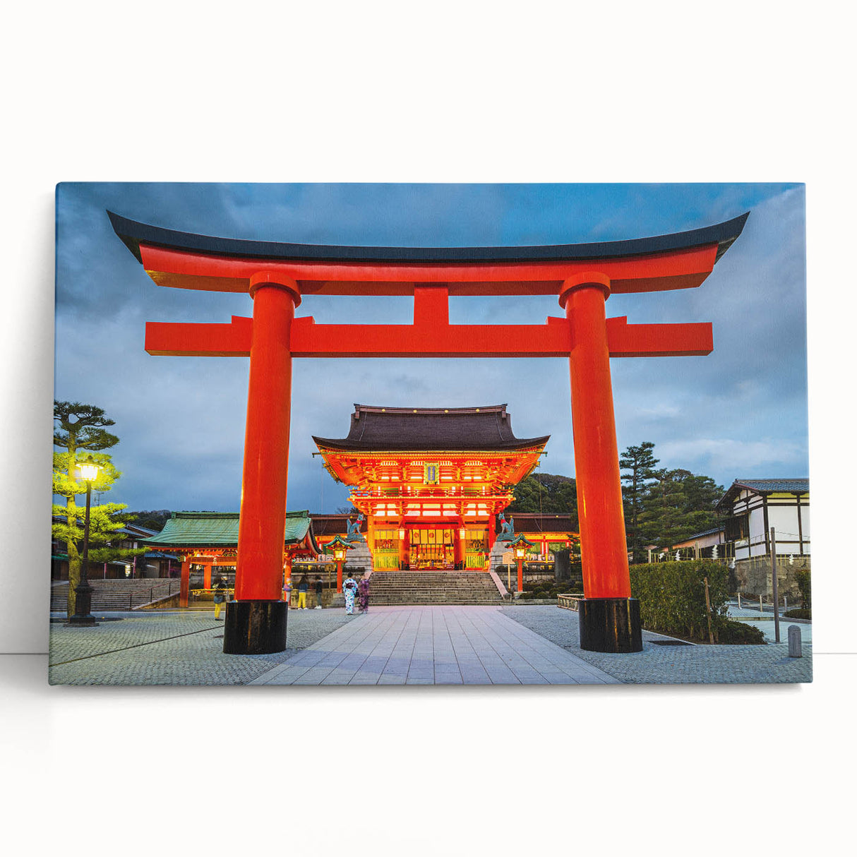 Black and white stretched canvas of Kyoto scenery, ideal for kitchen wall art or bedroom ambiance.