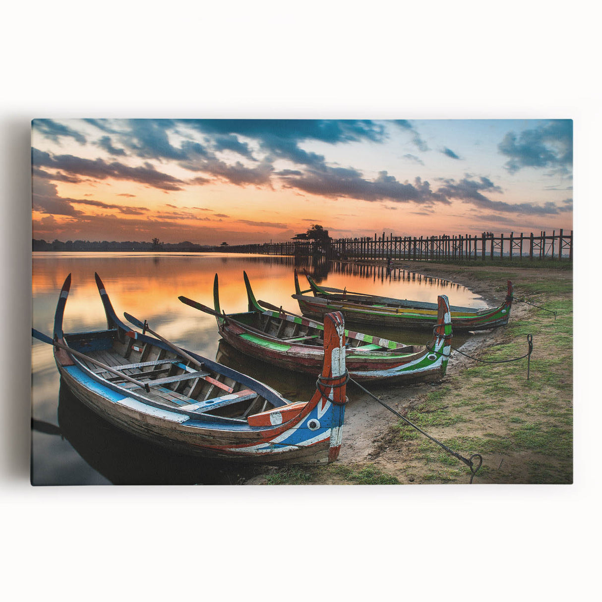Black and white photo of Asian scenery on stretched canvas, ideal for kitchen wall art.