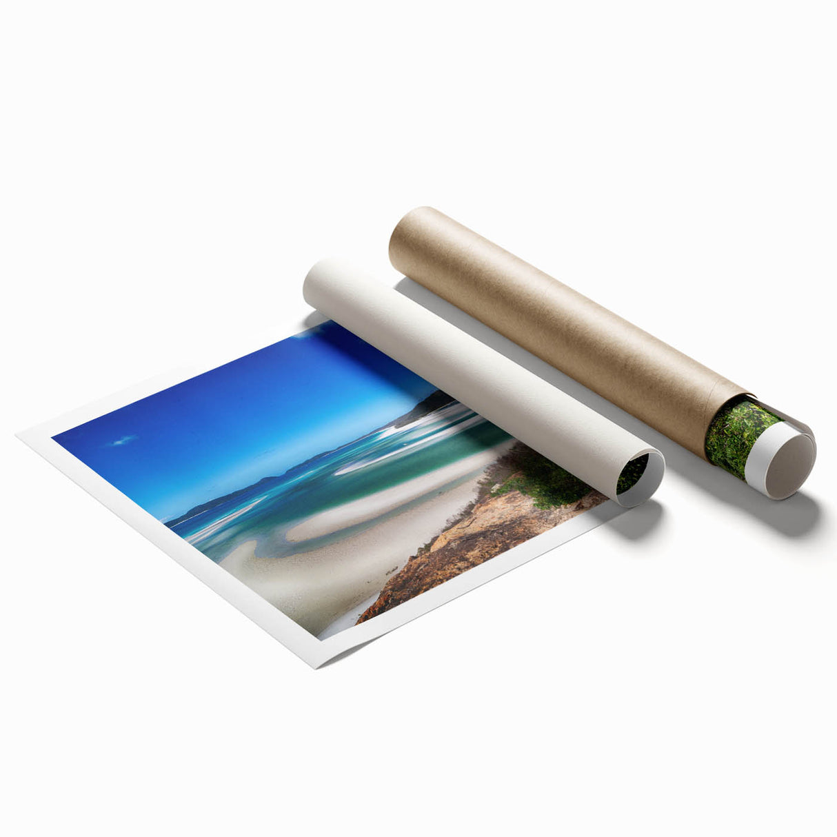 Extra large rolled print of Queensland scenery with vibrant floral elements, ideal for classy bathroom wall art.