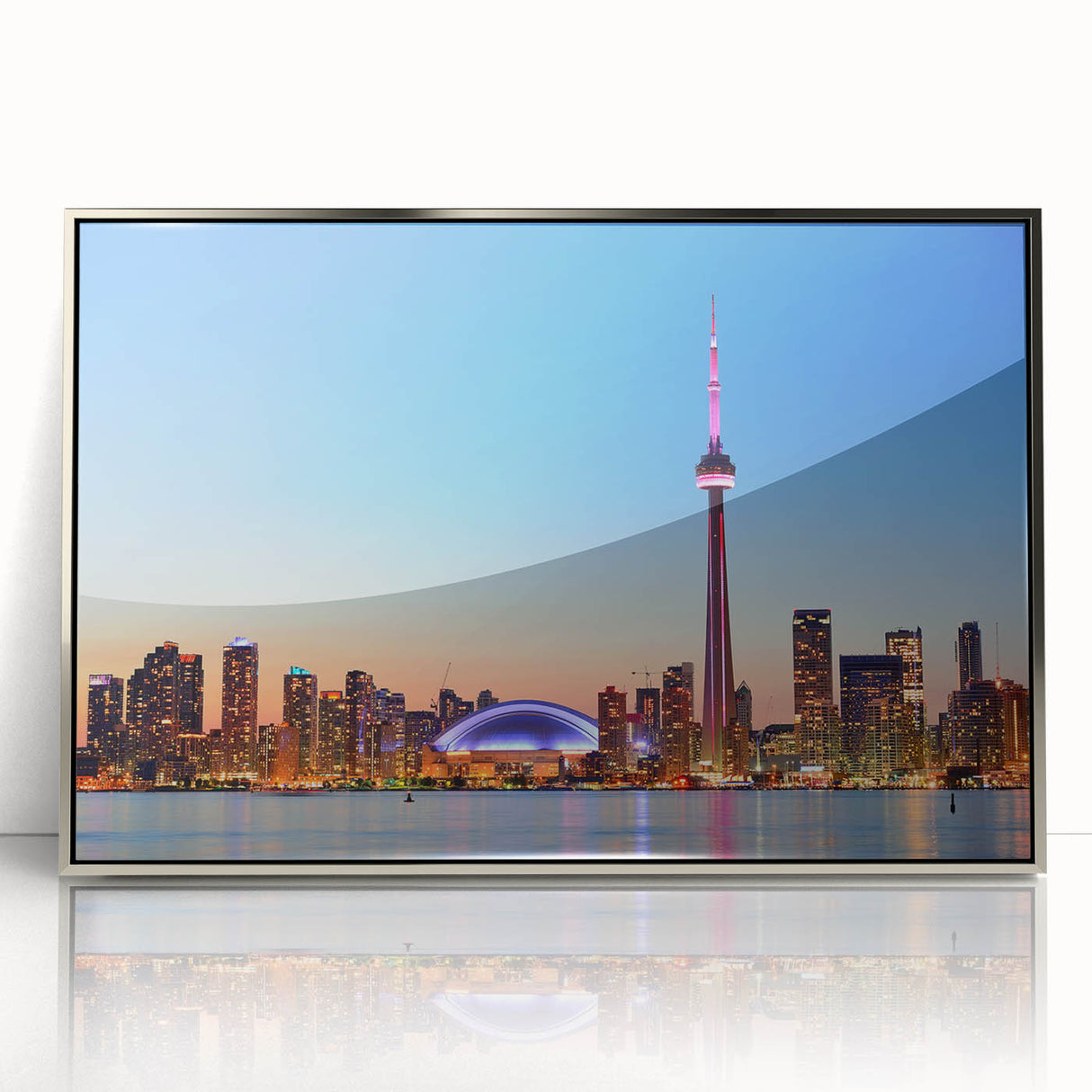 Mid-century modernist art of Ontario scenery in muted earth tones, framed acrylic, ideal for nursery wall decor.