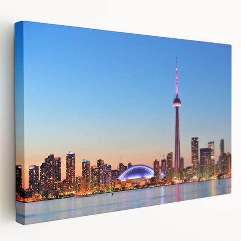 Panoramic view of Ontario, Canada on a large stretched canvas, featuring lush green tones, ideal for kitchen wall art.
