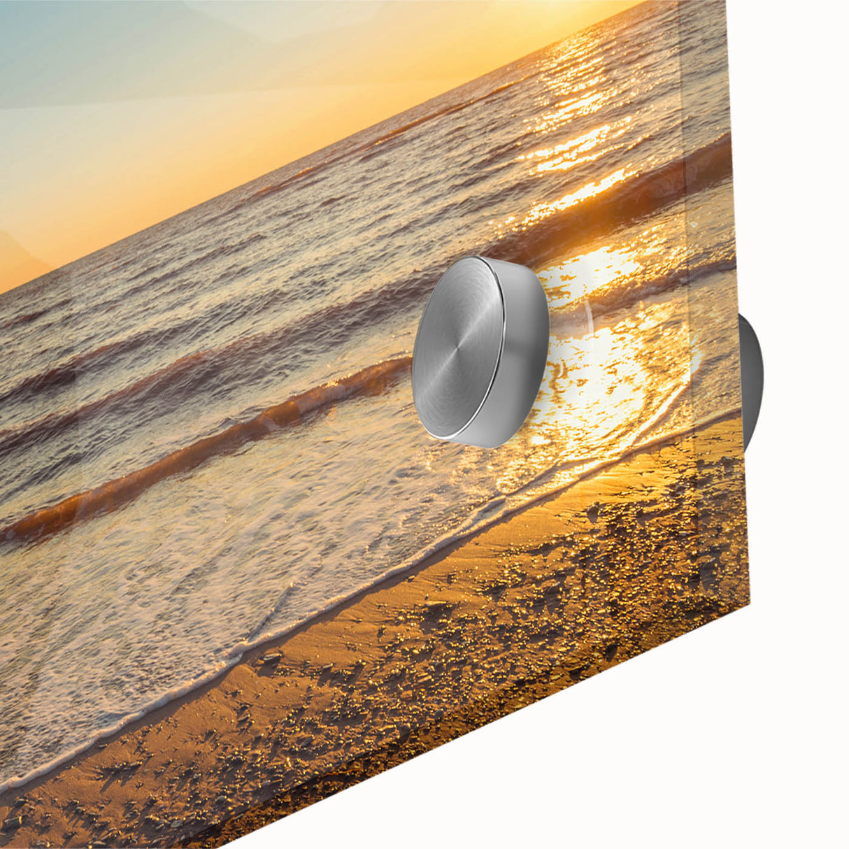 Acrylic print of a large abstract depiction of Prince Edward, Canada in mid-century modernist style.