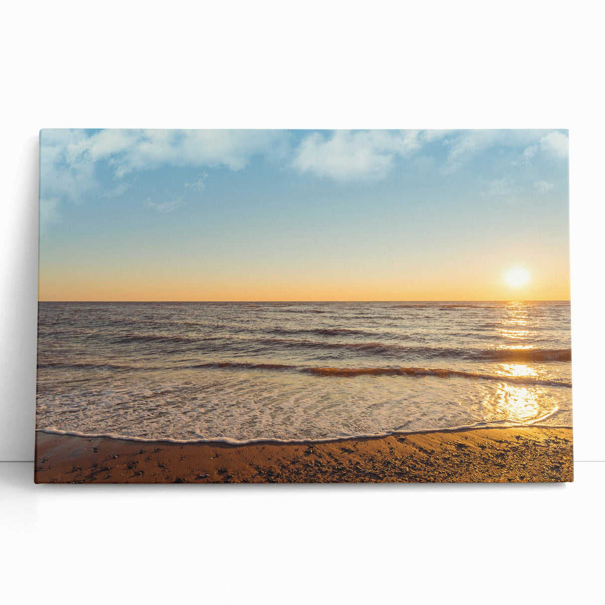 Black and white photograph of Prince Edward Island scenery on stretched canvas.