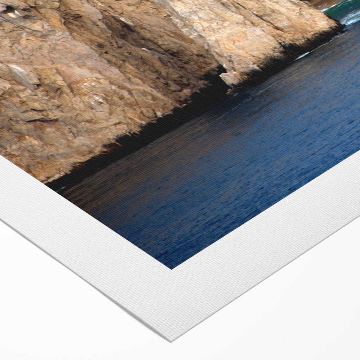 Art deco poster of Baja California scenery in muted earth tones on rolled canvas, suitable for dining room wall art.