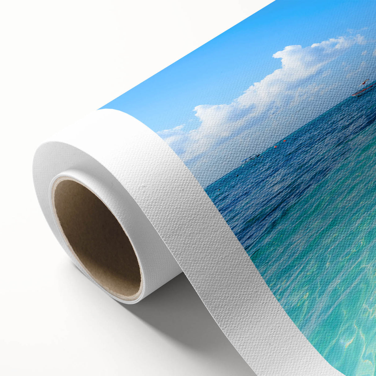 Art deco poster of Quintana Roo scenery in pastel shades on rolled canvas, ideal for nursery wall art.