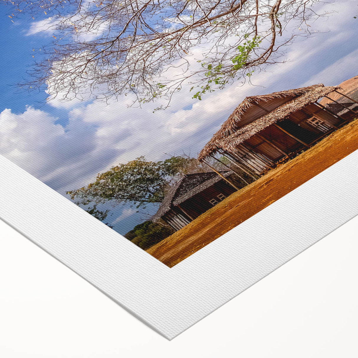 Art deco poster of Madagascar scenery in muted earth tones on rolled canvas, suitable for dining room wall art.