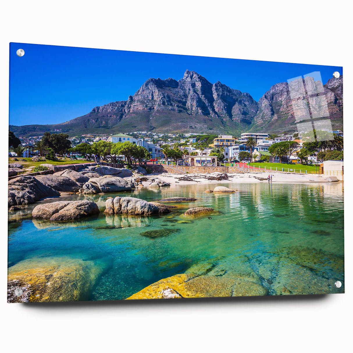 Acrylic print of a South African landscape in vibrant earth tones, ideal for dining room decor.
