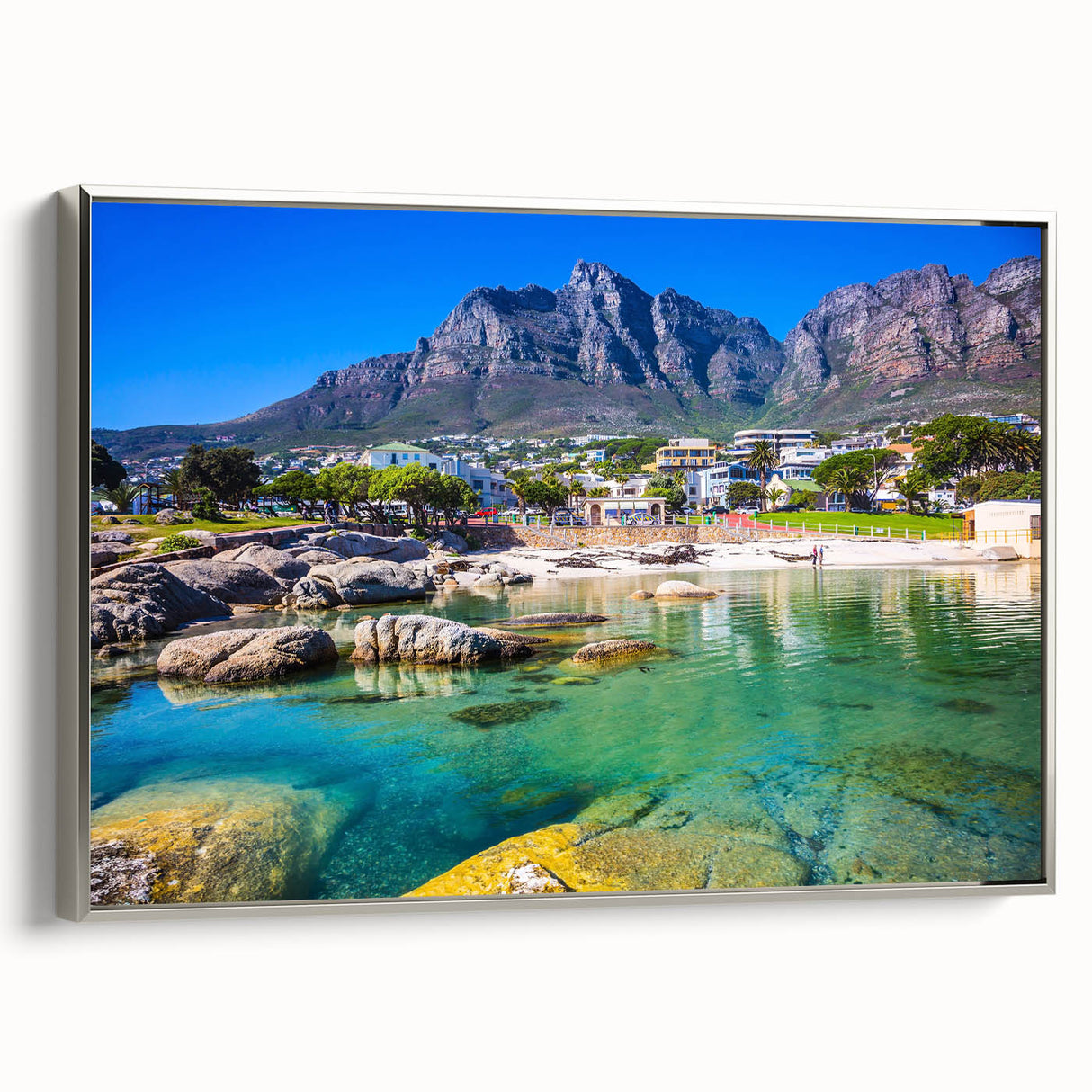 Framed canvas depicting a vibrant South African landscape in colorful art style.