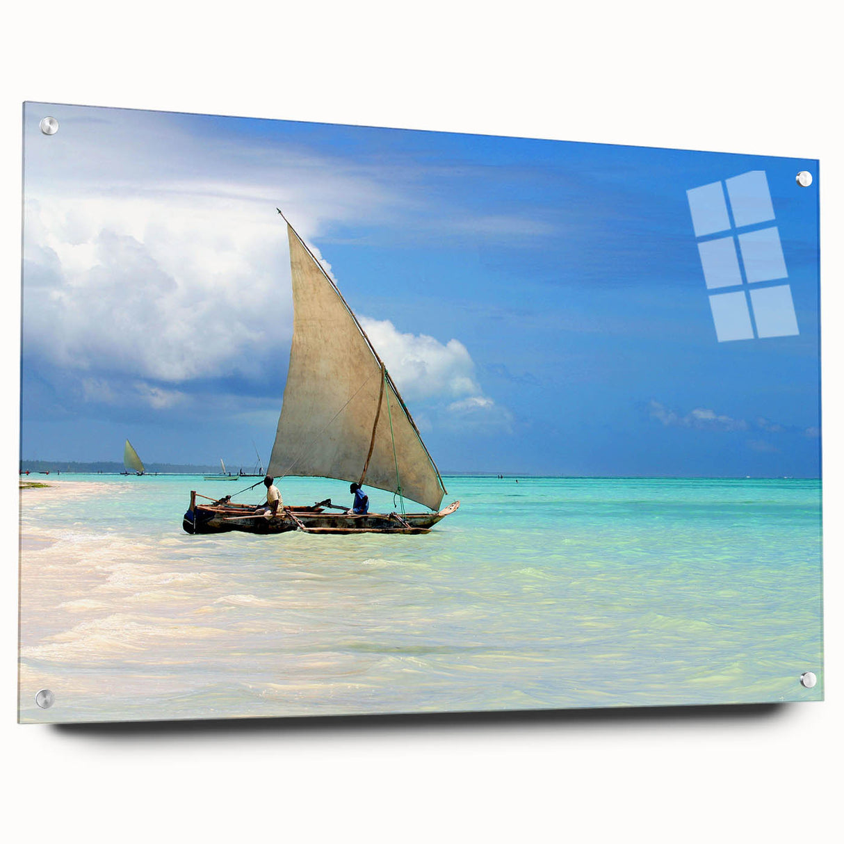 Acrylic print of a Tanzanian landscape in earthy tones, ideal for dining room or bedroom decor.