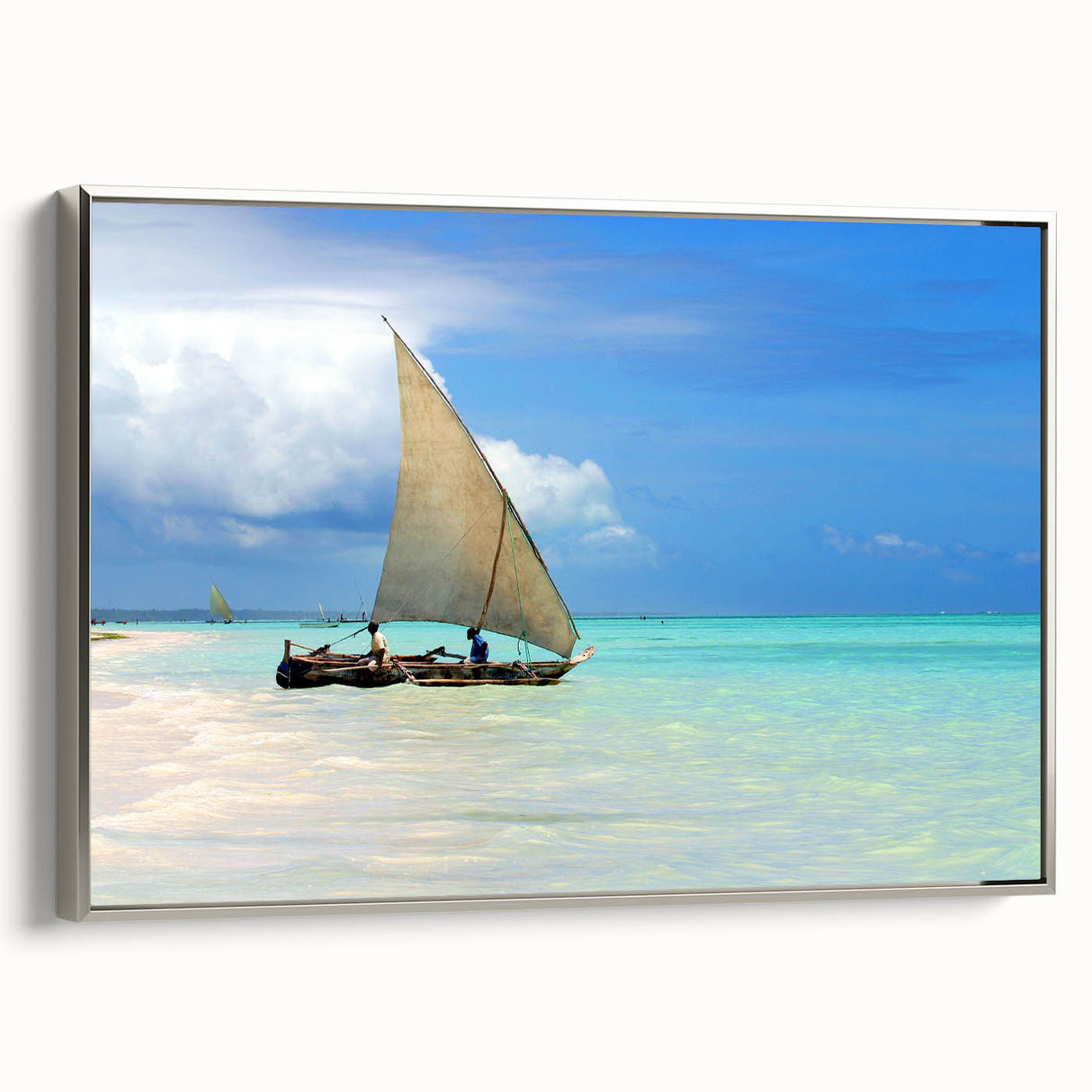 Landscape art painting of a Tanzanian scenery on framed canvas, featuring vibrant earth tones, ideal for living room decor.