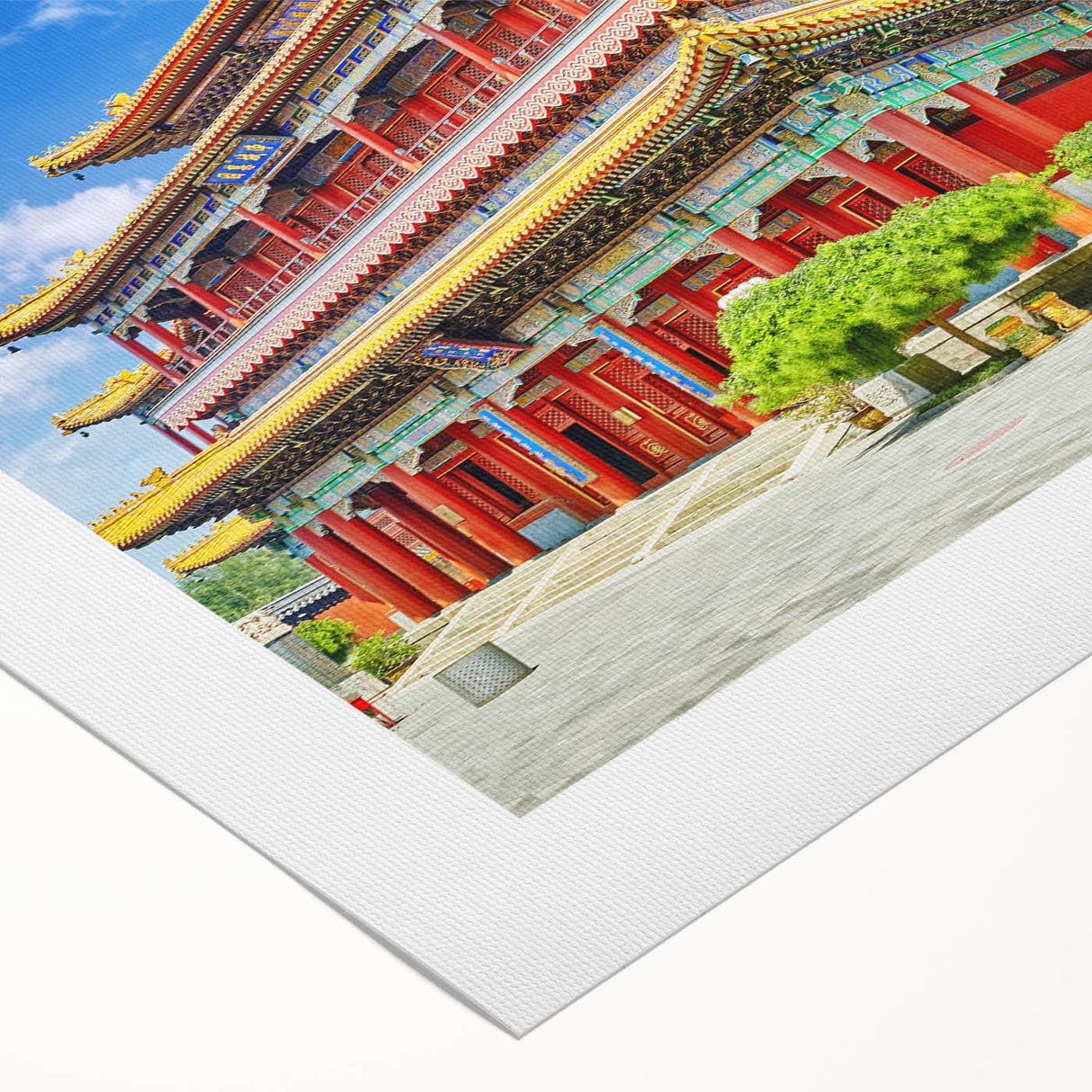 Art deco poster of Beijing scenery in muted earth tones on rolled canvas, suitable for dining room wall art.