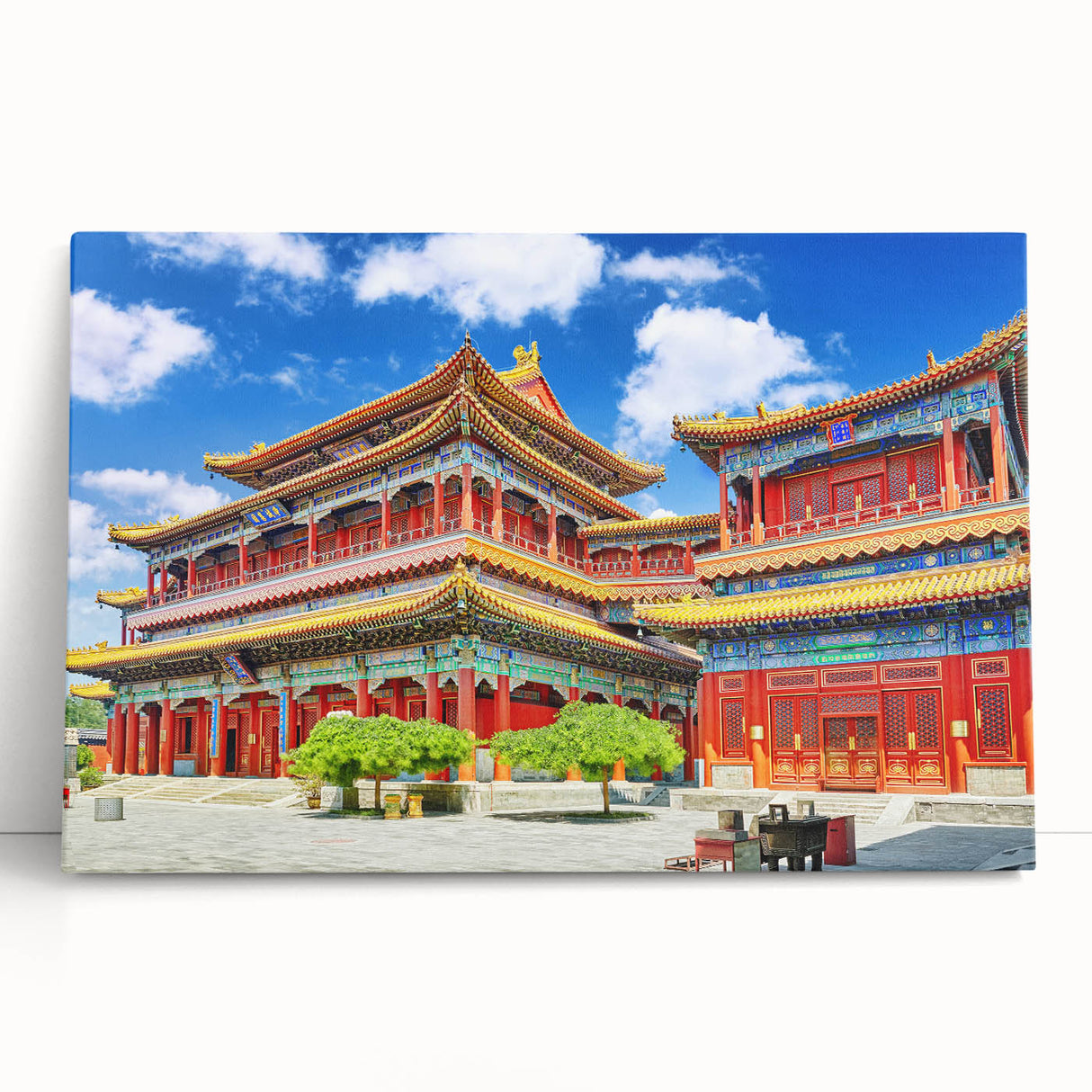 Black and white stretched canvas depicting Beijing's cityscape, ideal for kitchen wall art or bedroom ambiance.