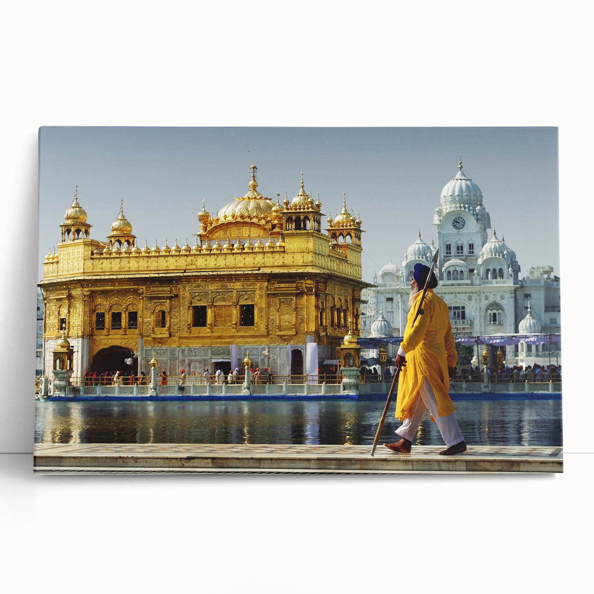 Black and white photo of the Taj Mahal on stretched canvas, ideal for kitchen wall art or bedroom ambiance.