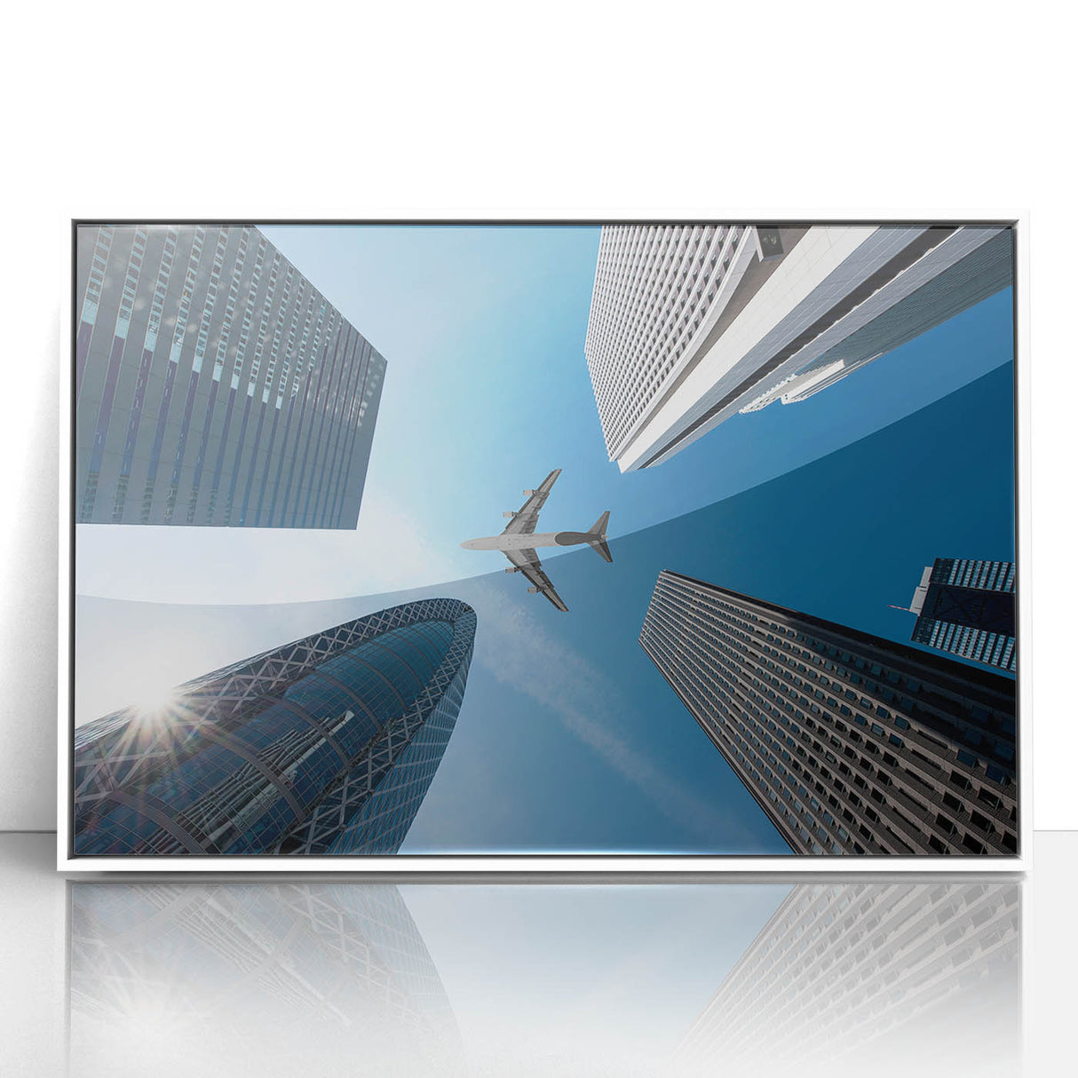 Acrylic print of Tokyo skyline in art deco style with pastel hues, ideal for modern art wall decor.