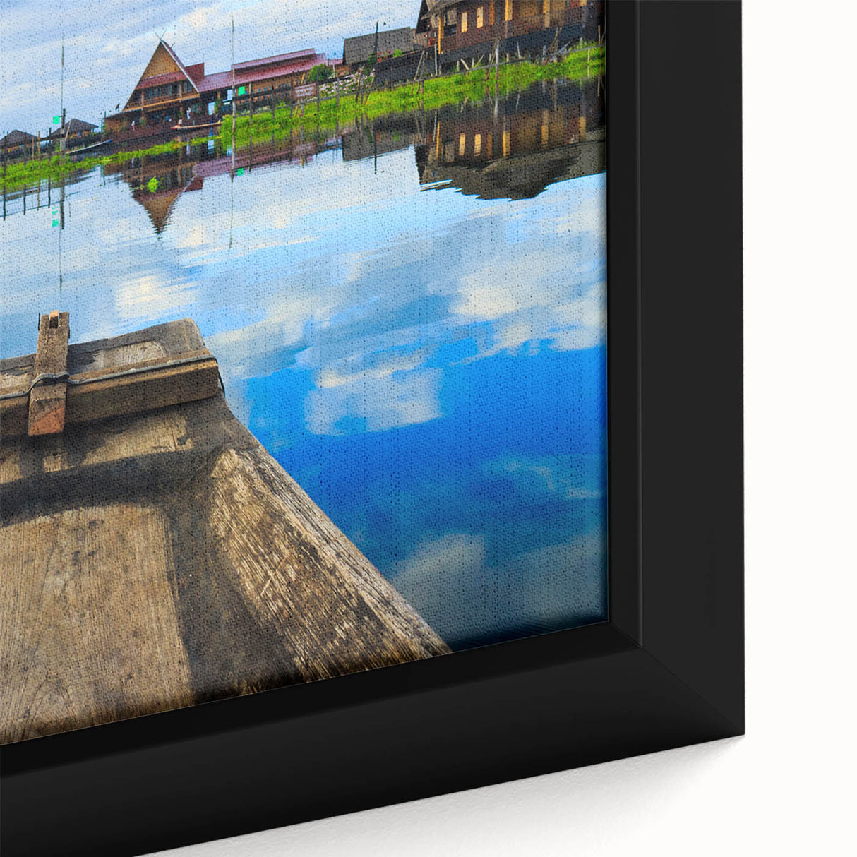 Extra large framed canvas featuring a textured depiction of a Myanmar landscape in black with vibrant color accents.