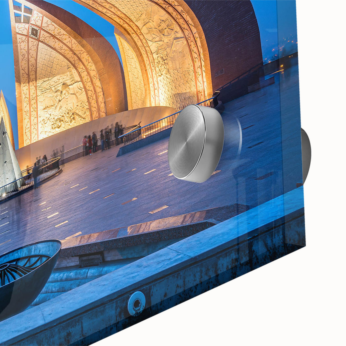 Large abstract wall art depicting a mid-century modernist style scenery of Pakistan in muted earth tones.