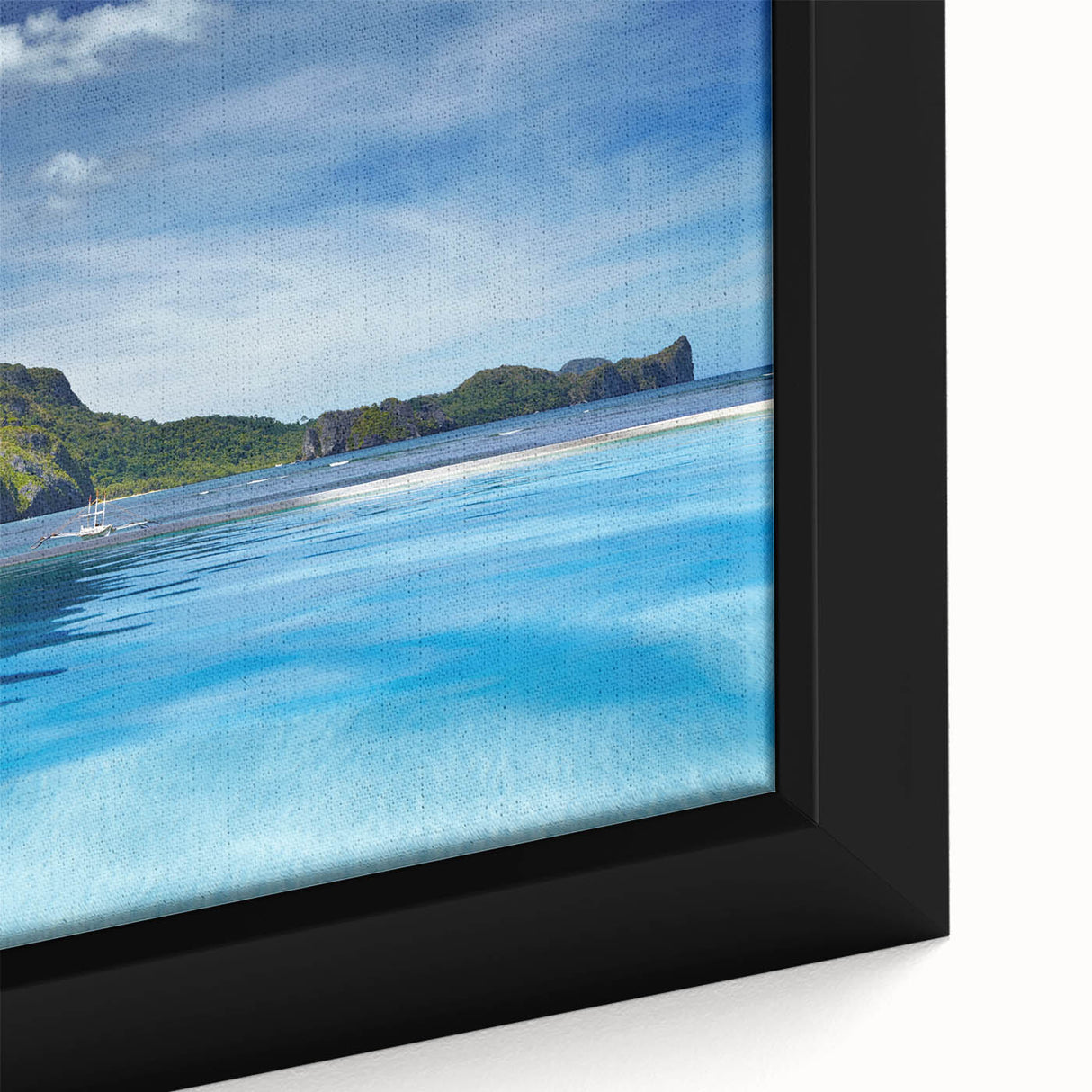 Framed canvas featuring a textured, colorful Philippine landscape in black, ideal for living room decor.