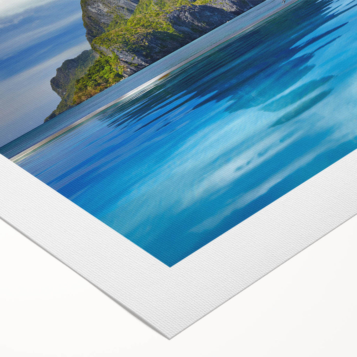 Art deco poster of a serene Philippine landscape in soft pastel hues on rolled canvas, suitable for dining room decor.