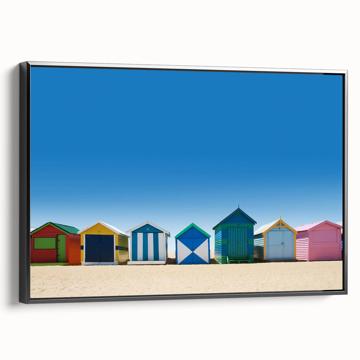 Black and white wall art of Melbourne landscape on framed canvas, suitable for bedroom decor.