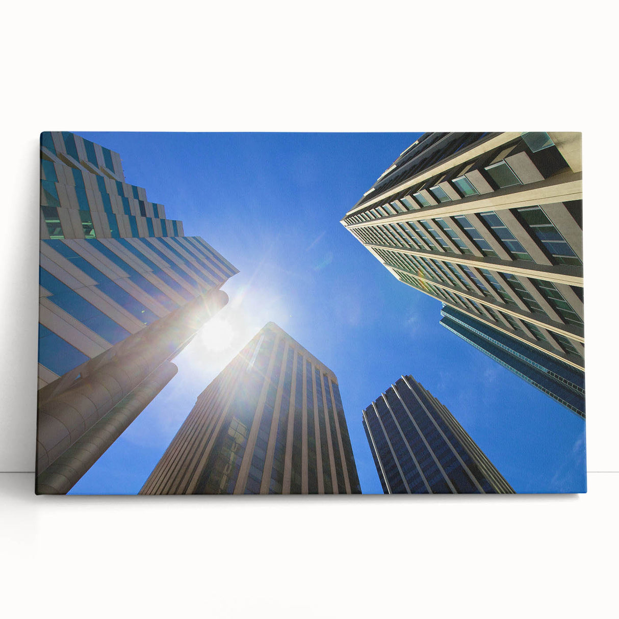 Monochrome Perth skyline on stretched canvas, ideal for kitchen wall art or bedroom ambiance.
