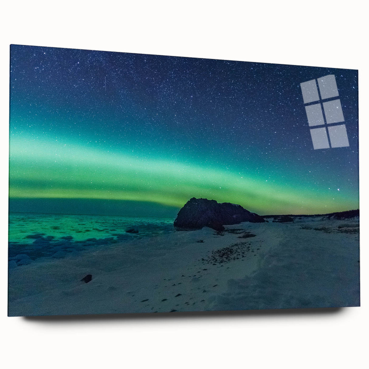 Large abstract wall art of vibrant Newfoundland scenery on acrylic glass, ideal for bedroom or dining room decor.