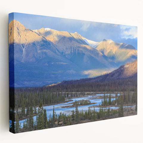 Saskatchewan landscape on stretched canvas, featuring muted earth tones, ideal for kitchen wall art.