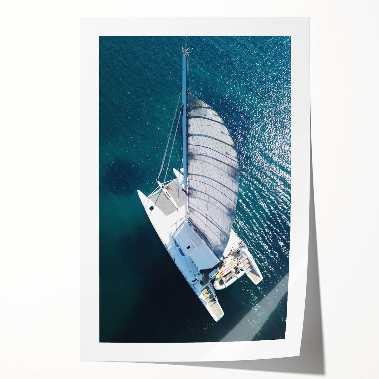 Rolled print of a Caribbean Jamaican scenery with vibrant green and blue tones, ideal for dining room wall art.