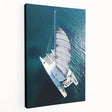 Caribbean coastal scene on large stretched canvas, featuring vibrant blue and green hues, ideal for kitchen wall art.