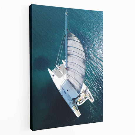 Caribbean coastal scene on large stretched canvas, featuring vibrant blue and green hues, ideal for kitchen wall art.