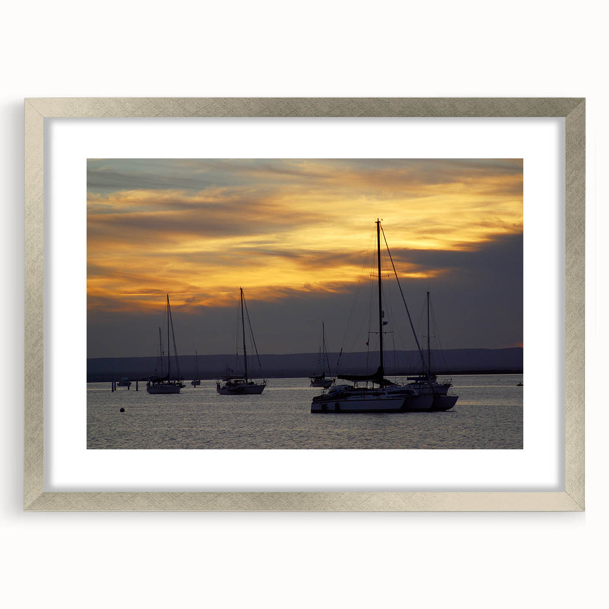 Textured art print of Baja California scenery in abstract style, featuring muted earth tones on a framed silver mat.