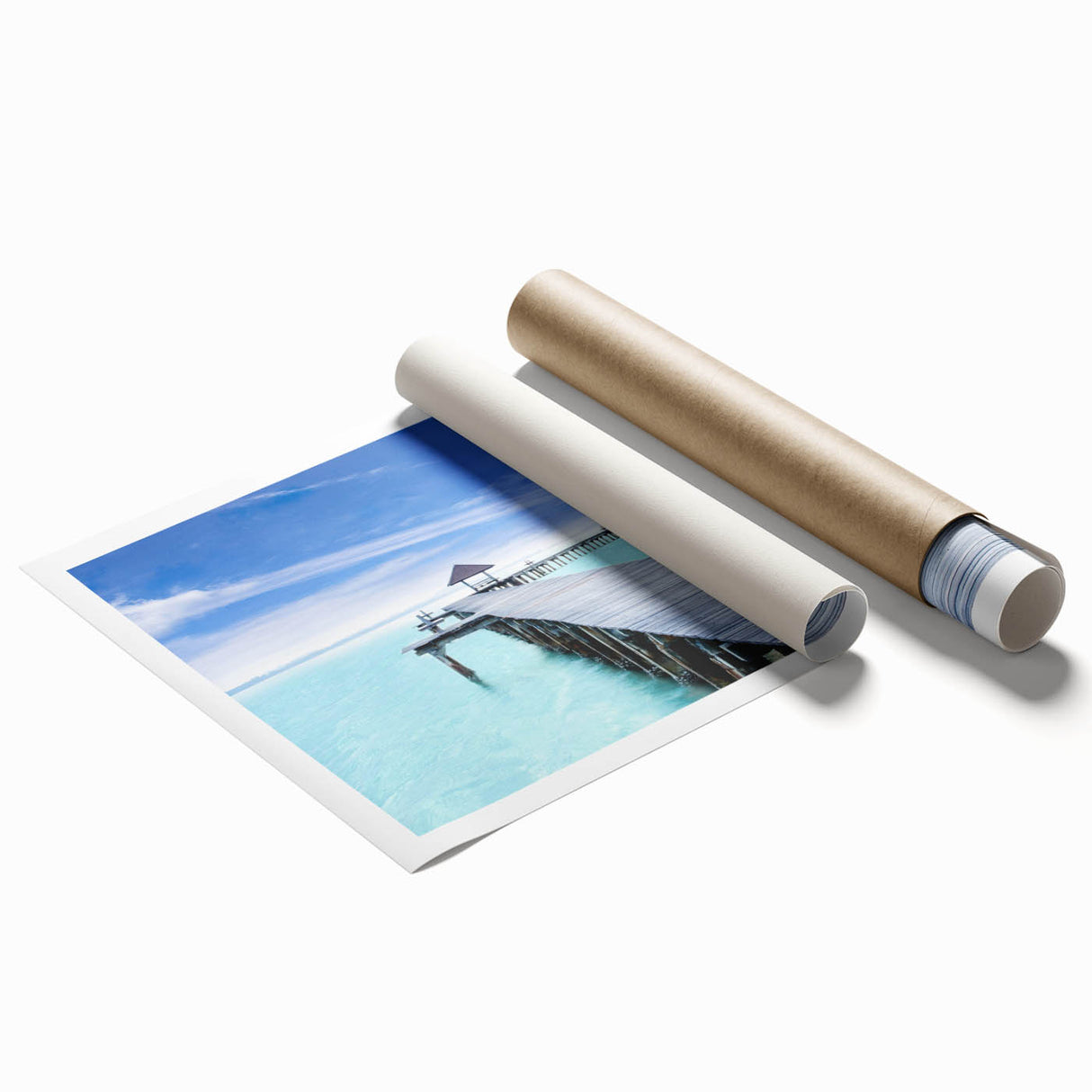 Extra large rolled print of Cancun scenery with vibrant floral art, ideal for classy bathroom or large living room wall art.