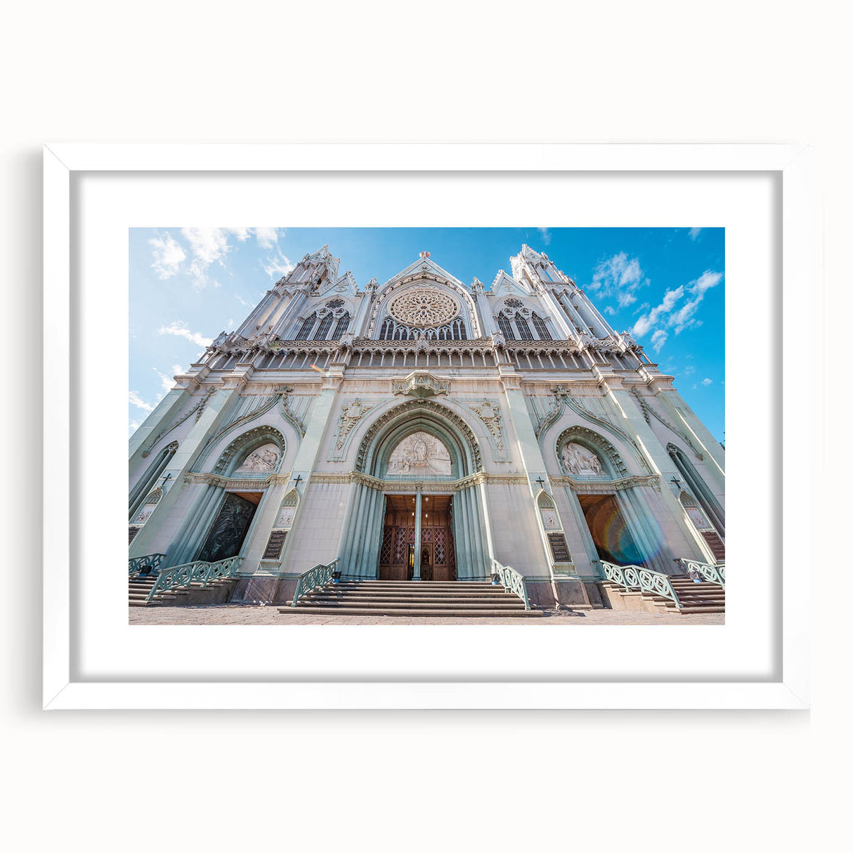 Abstract art print of Guanajuato scenery in muted earth tones on a white-framed matte, ideal for dining room decor.