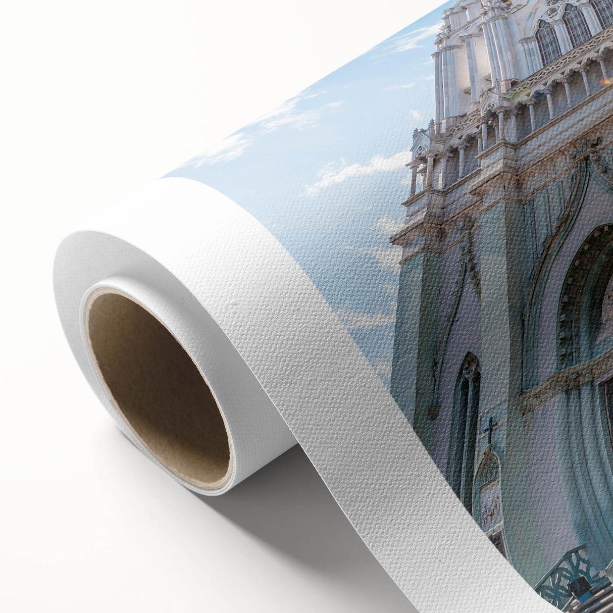 Art deco poster of Guanajuato, Mexico on rolled canvas, featuring vibrant hues.