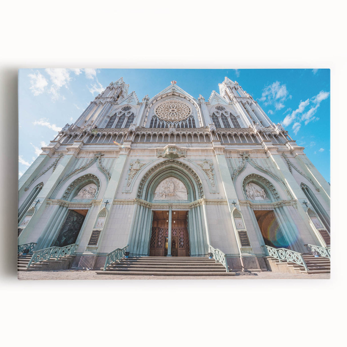 Black and white large art print of Guanajuato scenery on stretched canvas, ideal for kitchen wall art.