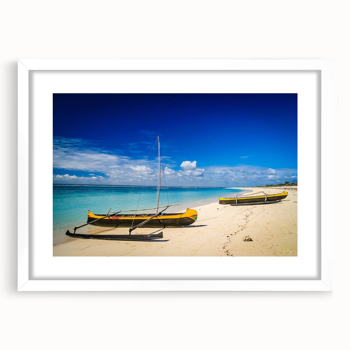 Extra large abstract art print of Madagascar scenery in muted earth tones on a framed canvas, ideal for living room decor.