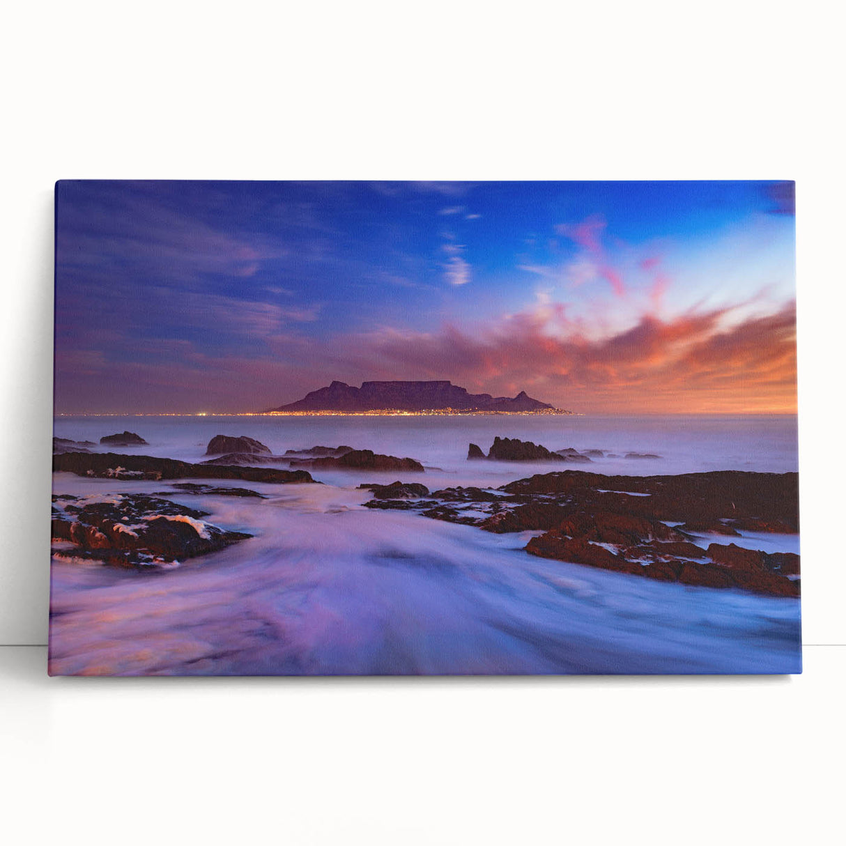 Large black and white acrylic print of African scenery on canvas, ideal for kitchen wall art.