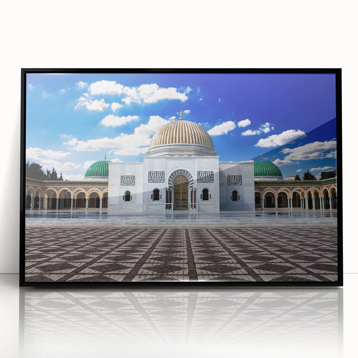 Large abstract wall art depicting a Tunisian landscape in muted earth tones on framed acrylic.