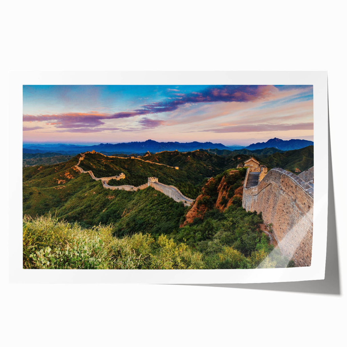 Extra large rolled print of the Great Wall of China in muted earth tones, ideal for art wall dining room.