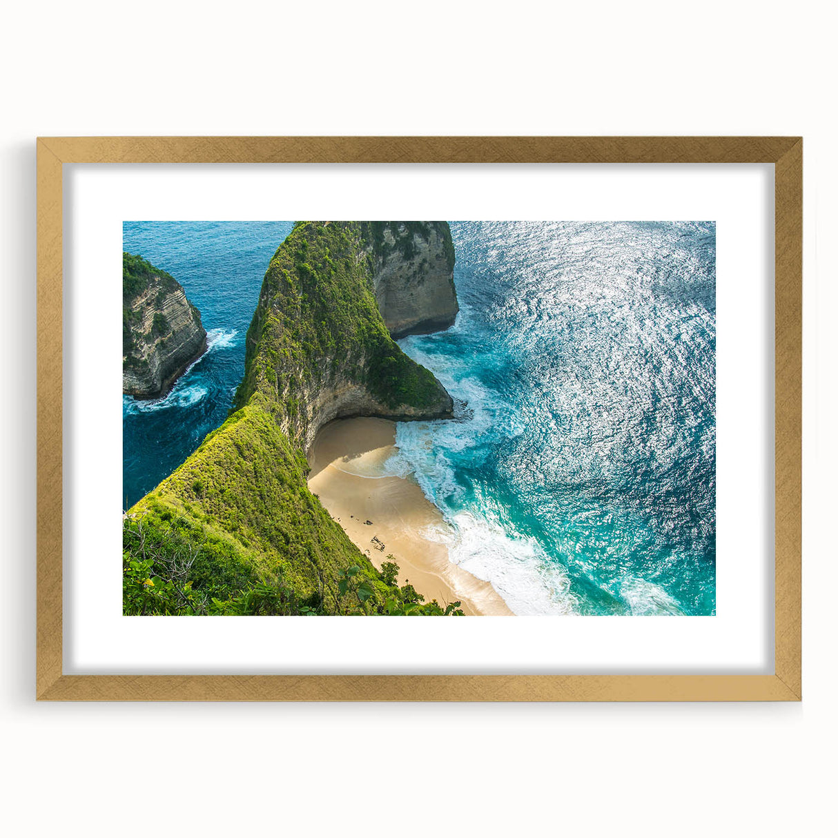 Abstract art print of Indonesian scenery in earthy tones on a textured, extra large canvas, ideal for living room decor.