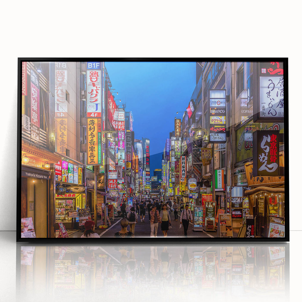 Large abstract wall art depicting Tokyo skyline in black and white on framed acrylic, suitable for modern art wall decor.