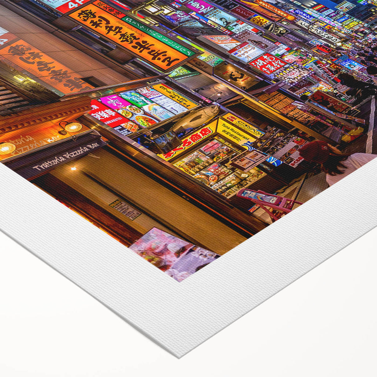 Art deco poster featuring a Tokyo cityscape in muted pastel shades on extra large rolled canvas.