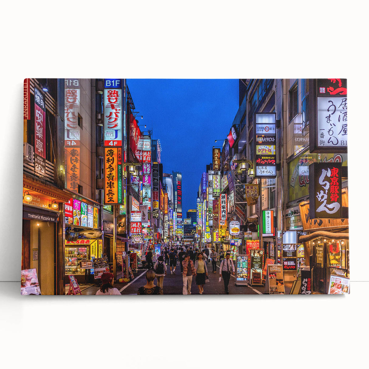Black and white large art print of Tokyo cityscape on stretched canvas, ideal for kitchen wall art or bedroom ambiance.