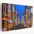 Tokyo cityscape on large stretched canvas with vivid blue and gray tones, suitable for kitchen wall art.