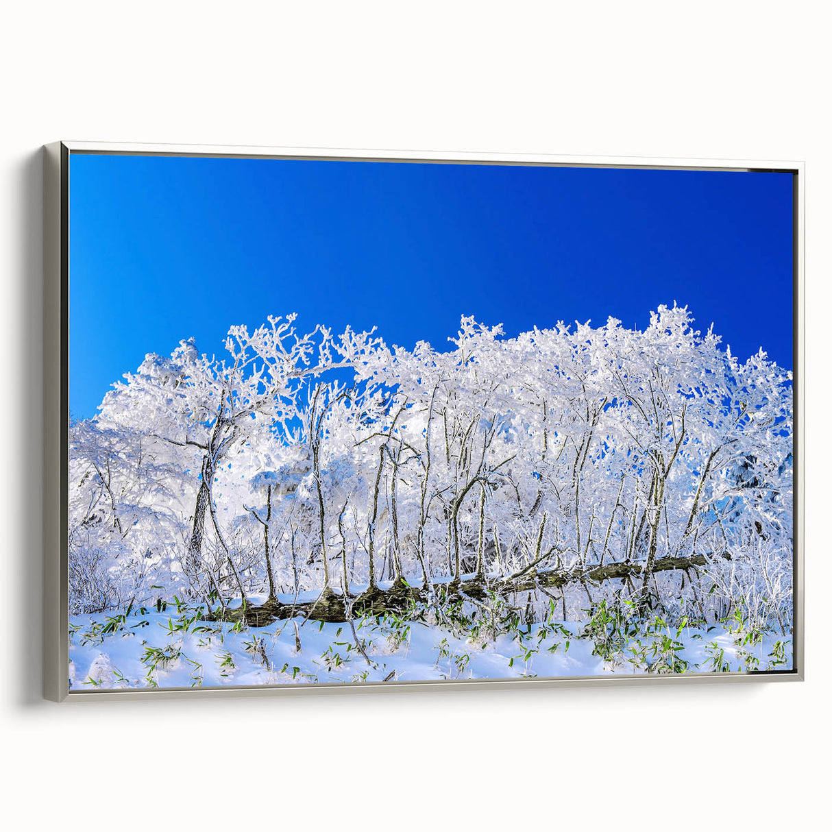 Landscape art painting of a Korean scenery on framed canvas, featuring colorful art in a vintage poster style.